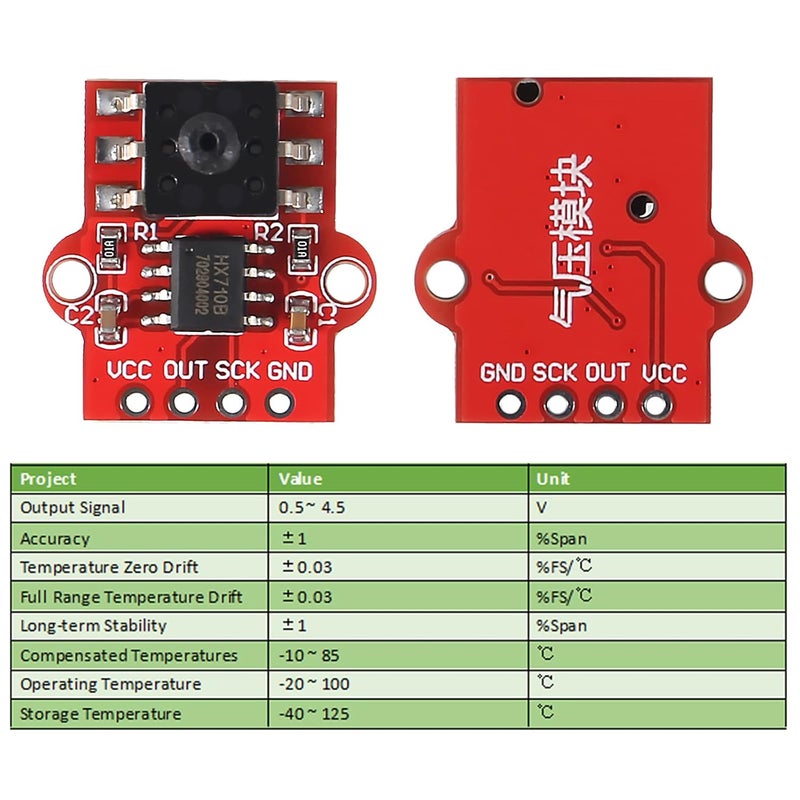 AEDIKO 4pcs Air Pressure Sensor Module 3.3-5V Digital Barometric Liquid Water Level Controller Board 0-40KPa Air Pressure Sensor Connect 2.5mm Soft Tube - Image 2